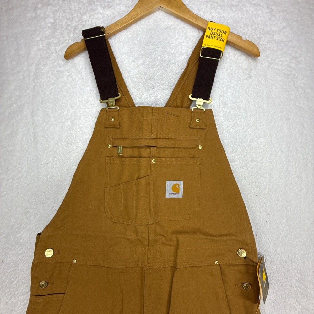 Carhartt R01 Duck Bib Overalls Double Front Chap Knee Pads Mens 38x28 NWT NOS - Picture 16 of 16